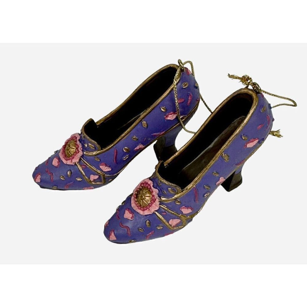 2 Vintage Victorian Pink Heeled Shoes Christmas Holiday Ornaments - Picture 2 of 6